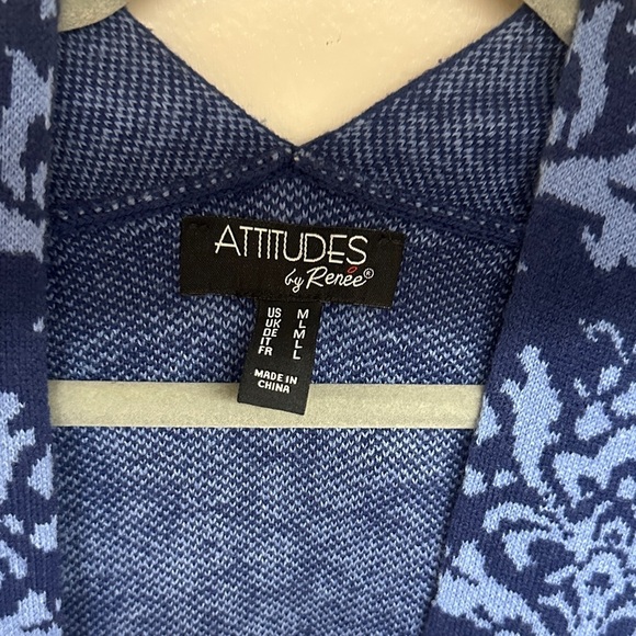 Attitudes by Renee Navy and Light Blue Cardigan - Picture 2 of 10
